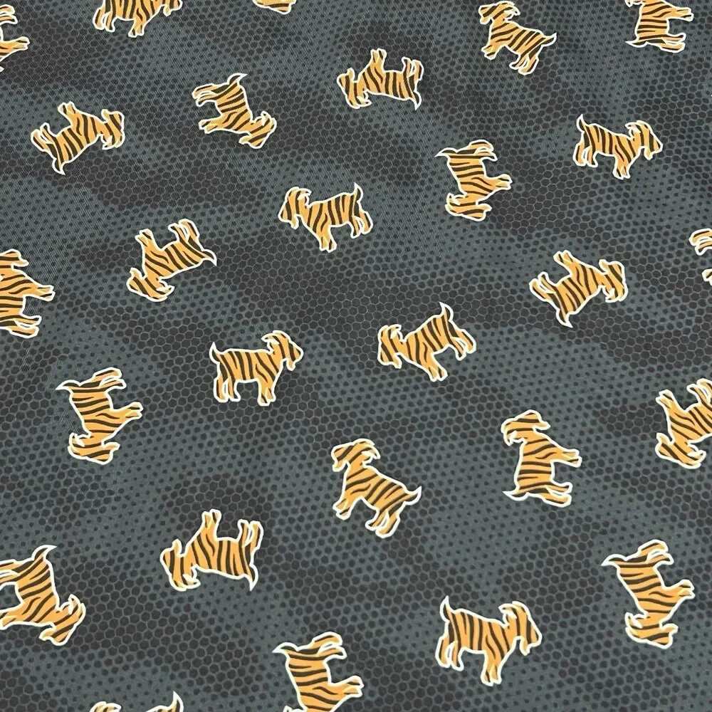 Waggle Shirt Mens Sz L Gray Tiger Goat Print Polo Golf Performance Stretch AOP - Picture 2 of 8